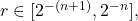r \in [2^{-(n+1)},2^{-n}],