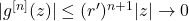 |g^{[n]}(z)| \leq (r')^{n+1}|z| \to 0