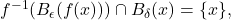 f^{-1}(B_\epsilon(f(x))) \cap B_\delta(x) = \{x\},